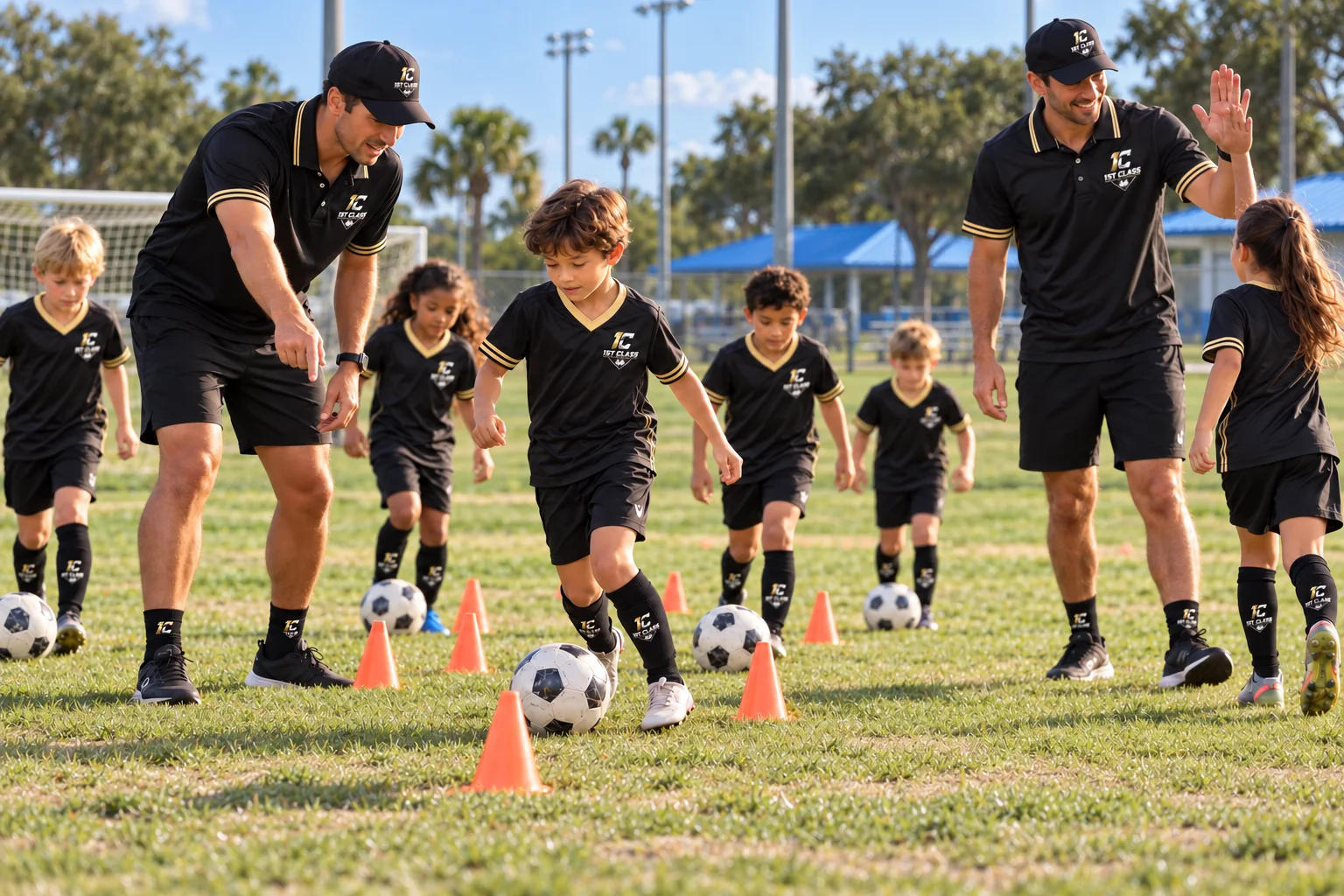Supplied outdoor ball-control coaching training visualization