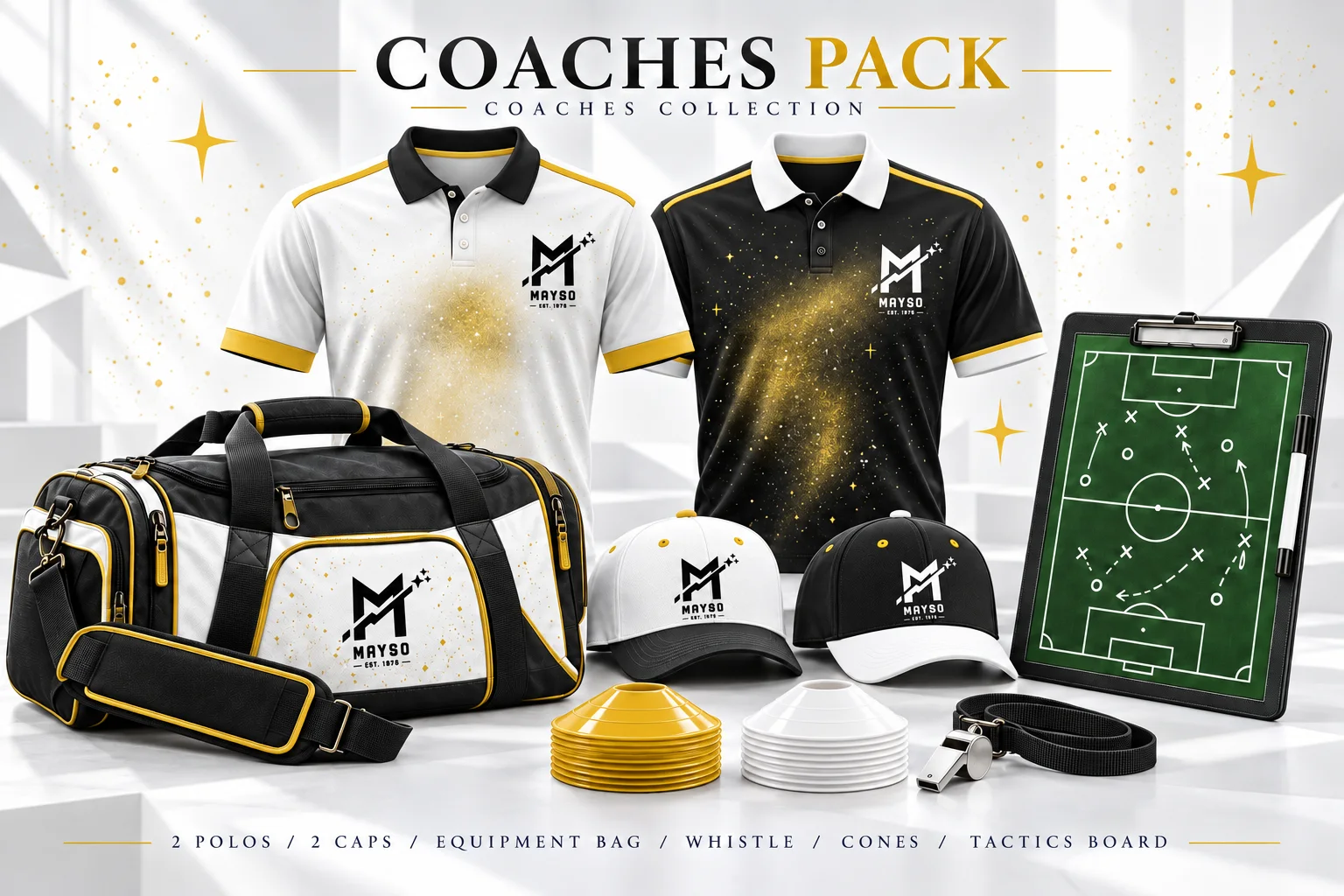 MAYSO coach collection concept: polos and equipment