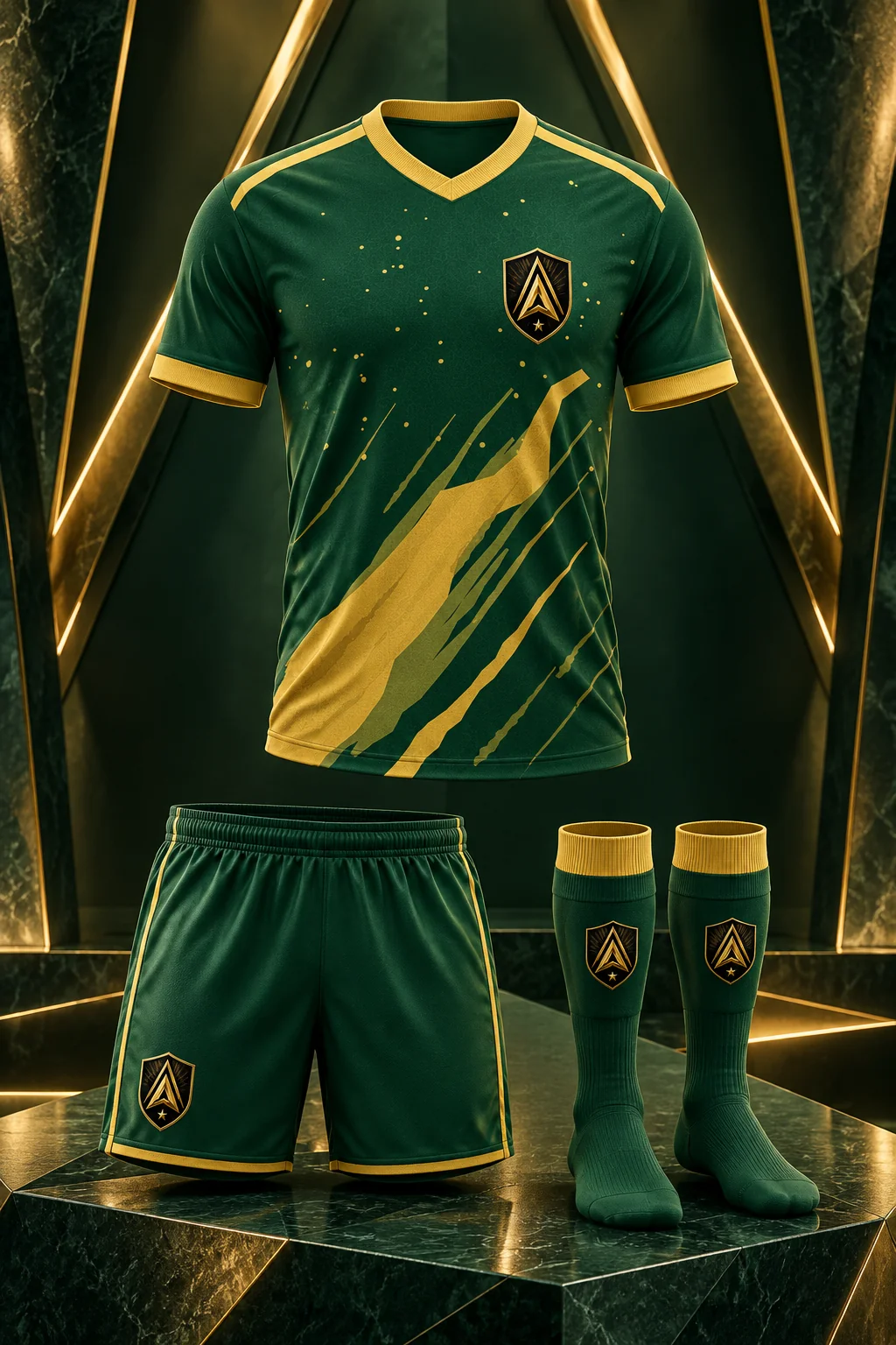 Vista previa de la camiseta, los pantalones cortos y las medias originales aprobados de Apex SC