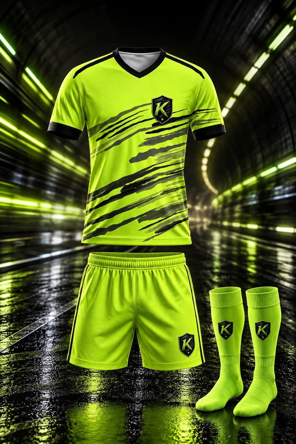 Vista previa de la camiseta, los pantalones cortos y las medias originales aprobados de Kinetic SC