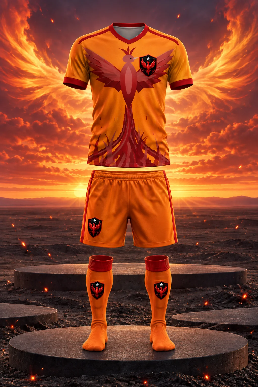 Vista previa de la camiseta, los pantalones cortos y las medias originales aprobados de Phoenix SC